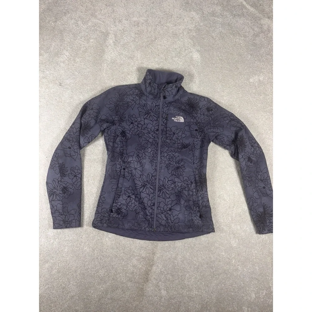 The North Face Full Zip Jacket Women Sz Xs Apex Bionic Floral Dk Purp Soft Shell